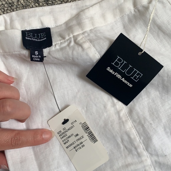 NWT BLUE Saks 5th Avenue Ombre Linen Skirt S - Picture 3 of 4